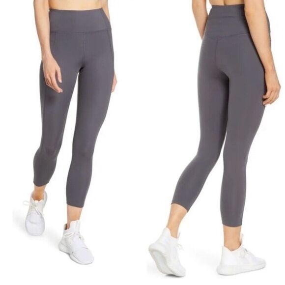 Girlfriend Collective Compressive High-Rise Cropped Leggings Tights Smoke Gray S - Picture 1 of 9